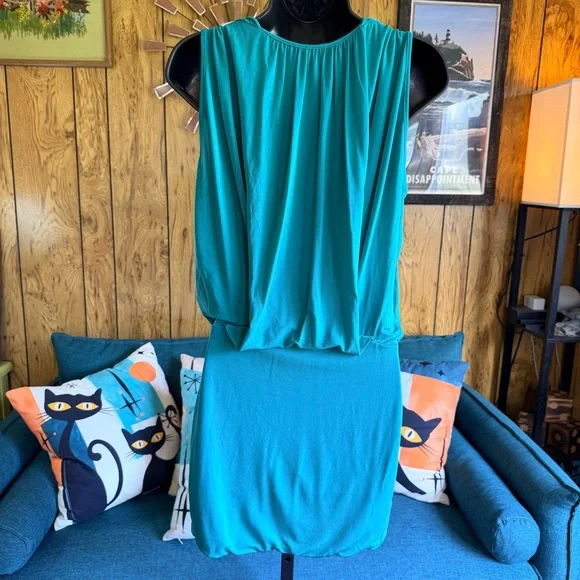 BCBGMAXAZRIA Teal Sleeveless RetrDress - Picture 4 of 12